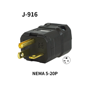 Enchufe Hubbell Compatible J-916 con Bloqueo Giratorio NEMA 5-20 20A 125VAC con Conexión a Tierra, Tipo Concha, Protección IP20 UL498 para - Product Image 1