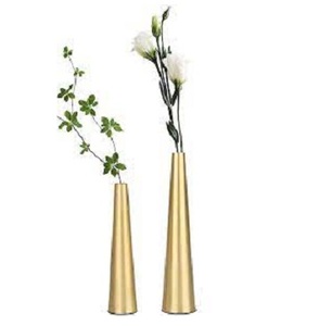 Vase à fleurs moderne en métal de qualité supérieure, en aluminium, pour la décoration de la maison, gris clair, design embossé - Product Image 2