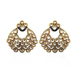 Kriaa kundan ต่างหูห้อยหินอย่างดีต่างหูห้อยชุบทอง - Product Image 1