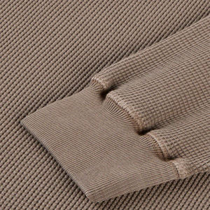 Unisex Khaki Cotton Blended Fleece Sweatshirt Custom Oversized Pullover Crewneck Plain Streetwear Casual Warm Winter Jumper - Product Image 4