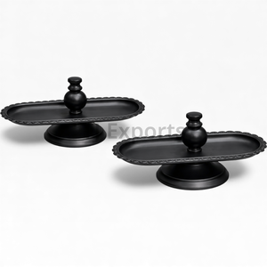 Servidor de Chocolate Decorativo de Metal Negro con Base de Madera para una Decoración Elegante de Mesa y Hogar - Product Image 3