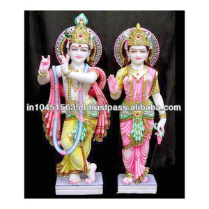 Estatua religiosa de mármol, Makrana blanca, Radha Krishna - Product Image 1