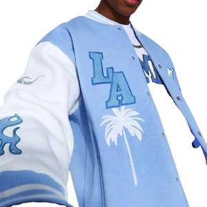 Chaqueta de béisbol universitaria con bordado de chenilla OEM, chaquetas de algodón personalizadas con letras para hombre, abrigo de talla grande, chaqueta universitaria para hombre - Product Image 2