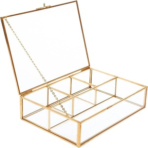 Boîte en verre vintage de qualité supérieure boîte en métal et en verre de créateur boîte carrée en laiton antique fantaisie en métal et en verre - Product Image 3