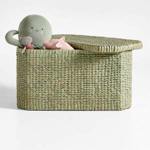 Wholesale Price Black Rectangular Water Hyacinth <b>Basket</b> <b>with</b> Cute Lid and <b>Handles</b>, Eco-Friendly Hamper for Kid Toys & Clothes - Product Image 6