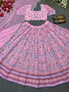 Lehenga de Diseñador Indio Listo para Usar, con Bordado de Lentejuelas en Georgette y Dupatta, para Bodas, Fiestas, Estilo Bollywood para Mujer - Product Image 6