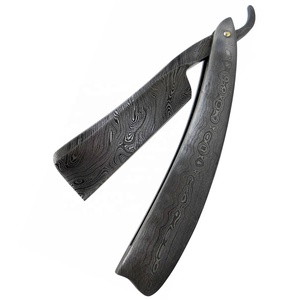 Cuchilla de afeitar de acero de Damasco hecha a mano personalizada al por mayor, cuchilla plegable recta para cortar la garganta - Product Image 2