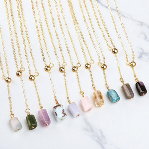 Collier à breloques tube de pierres précieuses rhodonite rose brute-Chaîne pendentif en pierre précieuse en argent 925-Bijoux de chaîne de mode en argent 925 - Product Image 2