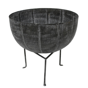 Fancy Design Iron Round Bowl with Stand Black Nickel Color <b>Dinnerware</b> Serving Bowls Handmade Customized in Bulk - Product Image 1