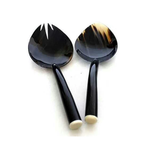 ช้อนเขาควายสีดำมีด้ามจับที่เป็นเอกลักษณ์ช้อนเขาควายน้ำมีด้ามจับที่เป็นเอกลักษณ์ช้อนสำหรับใช้ในบ้านและโรงแรม - Product Image 1