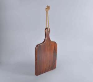 Dark Wood Serving Board With Jute Rope Handle Durable Acacia Wood Chopping <b>Block</b> Rectangle <b>Shape</b> Display Platter Wholesale - Product Image 4