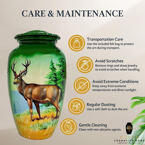 Honneur éternel Urne en aluminium fabriquée à la main Conception gravée de cerf Urnes de crémation Revêtement Meena Conception étanche Souvenir et grande taille - Product Image 5