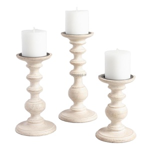 Portavelas de madera hecho a mano pulido blanco de alta calidad de primera calidad para iluminación del hogar y decoración del hogar y restaurante - Product Image 1
