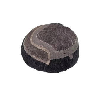 วิกผมแท้แบบโมโน ฟรอนท์ เลซ ผมจีนแท้ เกรดเวอร์จิ้น เรมี่  แบบแพทช์ ผมหยิกตรง ลอนลึก สี 1b+เทา - Product Image 1