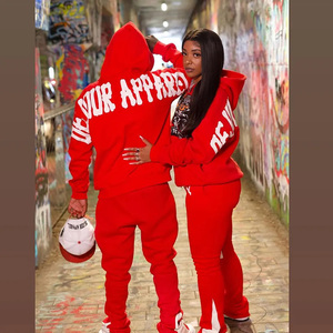 Men's Custom Print Logo Two-Piece Flare Pants Hooded Sweat Suits Winter Printed Solid Pattern Eco-Friendly 100% Cotton Sweatsuit - Product Image 5