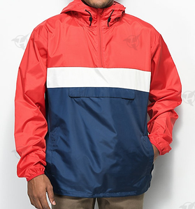 Chaquetas Chaqueta de lluvia de la mejor calidad para hombres y mujeres, cortavientos de nailon, tela cortavientos con logotipo personalizado, cuello redondo con capucha, Varsity - Product Image 1