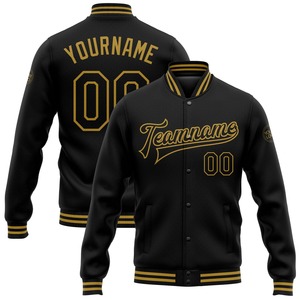 Vente en gros dans l'industrie directe Bomber décontracté hiver personnalisé marron vert-blanc veste Letterman universitaire à pression intégrale - Product Image 2