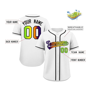 Camiseta de béisbol estampada por encargo, camisetas del equipo al por mayor, algodón blanco/poliéster, transpirable, de secado rápido, nombre y logotipo del equipo personalizado - Product Image 2