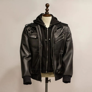 Leather <b>Canvas</b> <b>Jacket</b> 2024 Winter Collection Waterproof Customizable High Quality Genuine Leather Stand Front Men's OEM Service - Product Image 4