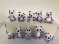 Figurine en plastique floquée de panda multicolore personnalisable, petite statue d'animal, jouet mignon, petite poupée panda pour collection ou cadeau
