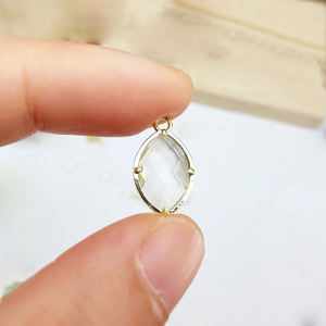 Cristal naturel Quartz lunette pierre précieuse 925 argent Sterling Fine pendentif breloque pour authentique bijoux à bricoler soi-même fabrication en gros en vrac - Product Image 1