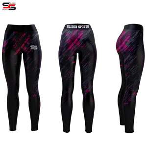 Leggings de sport pour femmes, taille haute, en spandex/nylon, longueur cheville, imprimé par transfert thermique, rose, taille 5XL, MOQ faible - Product Image 6