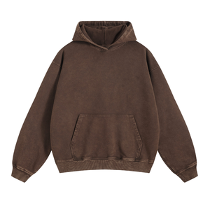 Sweat à capuche en molleton de coton mélangé pour hommes, motif brodé, finition dégradée, lavage vintage, poches avant, impression numérique - Product Image 2