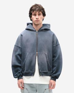 เสื้อกันหนาวซิปลายพระอาทิตย์สำหรับผู้ชายและผู้หญิงเสื้อครอปสำหรับผู้ชายเสื้อครอปผ้าบ็อกซี่แอซิดมีฮู้ดซิปคู่ผ้าฝ้าย100% ตามสั่ง - Product Image 5