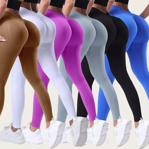Pantalon de yoga d'entraînement respirant pour femmes taille haute élastique solide dos en V pour un effet lifting des fesses maximal - Product Image 3