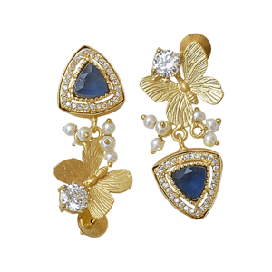 Pendientes de Latón al por Mayor, Pendientes de Piedra Orgánica con Circonita, Textura de Latón Mate, Diseño Único, Premium B2B - Product Image 3