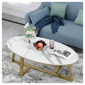 Prix de vente en gros de meubles de salon à pieds en métal marbre de qualité d'exportation Table basse ronde dorée pour hôtels et maisons - Product Image 3