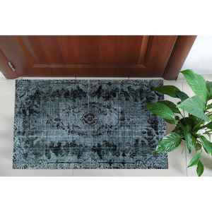 พรมเชนิลล์สีดำลายเหรียญ: ลายเปอร์เซีย พรมพิมพ์ลายสไตล์ชาติพันธุ์ พรมบางแบบไม่ถักทอ - Product Image 4