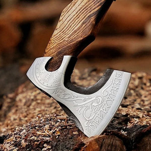 Haches en Damas forgées à la main aux meilleurs prix, style Viking, hachette industrielle DIY avec manches en bois et en cuir pour la coupe - Product Image 5