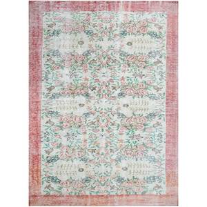 Alfombra de Lana Anudada a Mano de Gran Tamaño, Estilo Vintage, Pae-1539, Patrón Floral Rojo Naranja, para Sala de Estar, Pasillo, para Adolescentes, Rectangular - Product Image 1