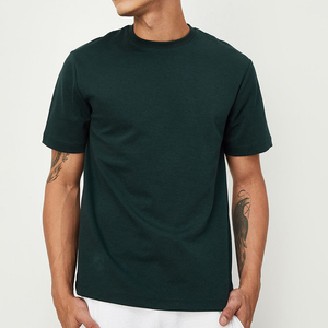 เสื้อยืดสำหรับผู้ชายผ้าฝ้ายโพลีเอสเตอร์สีดำล้วนสีดำล้วนย้อมสี - Product Image 2