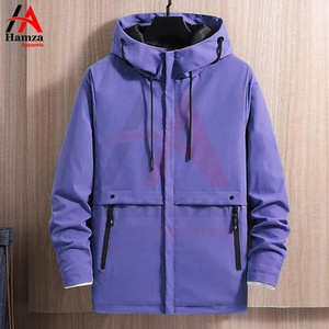 Blouson d'automne pour hommes en coton 220 GSM col mandarin couleur unie design manches longues imperméable écologique avant coupe-vent - Product Image 5