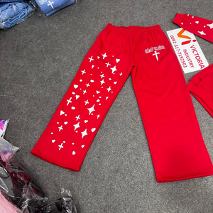 Conjunto de Sudadera con Capucha Térmica Estampada DTG, Sudadera con Capucha y Cremallera con Pedrería, Pantalones, Ropa Deportiva de Invierno para Hombre, Chándal de Dos Piezas - Product Image 4