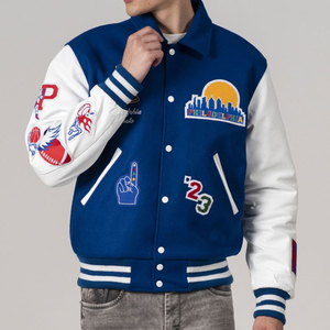 Veste universitaire OEM pour hommes avec support vêtements d'hiver vintage blouson de baseball Bomber avec logo brodé personnalisé pour hommes - Product Image 2