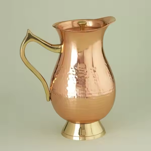 Customized New Copper Water Pitcher & <b>Glass</b> by Crescent Crafts for Home & Hotel Decor Modern Exclusive for Party Occasions - Product Image 3