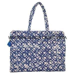 Digital Print Eco Friendly 100% Cotton Quilted With Handle laptop Bag With Handle Laptop Bag With Pocket Cover - Product Image 5