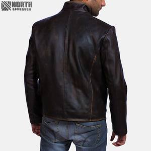 Vêtements tendance en cuir pour hommes Veste en cuir Veste de motards pour homme Manteau pour homme Veste de moto à col montant - Product Image 5