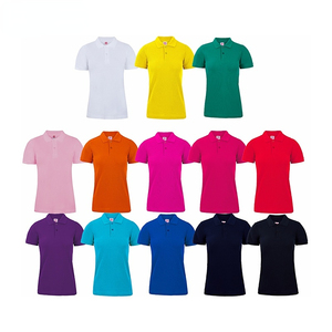 Camisetas de polo de golf de manga corta lisas casuales 100% polos bordados de algodón camisas de polo de mujer teñidas en azul cuello Rosa personalizado teñido - Product Image 6