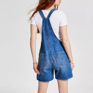 Peto de cintura alta para mujer, ropa de calle a la moda con decoración de botones, técnica lavada, pantalones cortos de mezclilla ligeros para invierno - Product Image 2