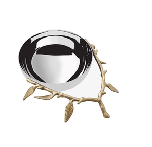 Bol en acier inoxydable top vente en laiton branche d'arbre support conception vaisselle bol de service - Product Image 2