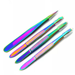 Pinzas para Cejas de Acero Inoxidable de Alta Calidad, Color Arcoíris, Punta Inclinada, Duraderas, Fácil Agarre, Clásicas, Nueva Llegada, Suaves para Cejas - Product Image 1