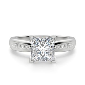 Princess Cut Channel Set Moissanite Anillo de compromiso - Product Image 6