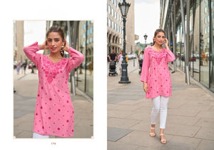 Premium Trendy Rayon Short <b>Kurti</b> with Embroidery Work for College and Office Girls Indian & Pakistani Clothing - Product Image 5