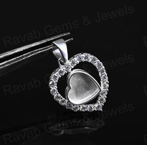 Superb Genuine 925 Sterling Silver 8mm Forma de corazón Semi Mount Bisel en blanco Ajuste Encanto Colgante Logotipo personalizado Buena resina de cenizas - Product Image 5