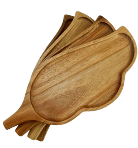 Plato de madera pura para cocina, Hotel, restaurante, bandeja funcional para servir, plato redondo duradero para servir, bandeja de madera moderna - Product Image 2