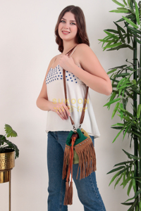 Nouveau Style Boho Gland Sac À Bandoulière Vintage Daim En Cuir Sac À Bandoulière Casual Frange Messenger Sac Femmes Cordon Seau Sacs - Product Image 4